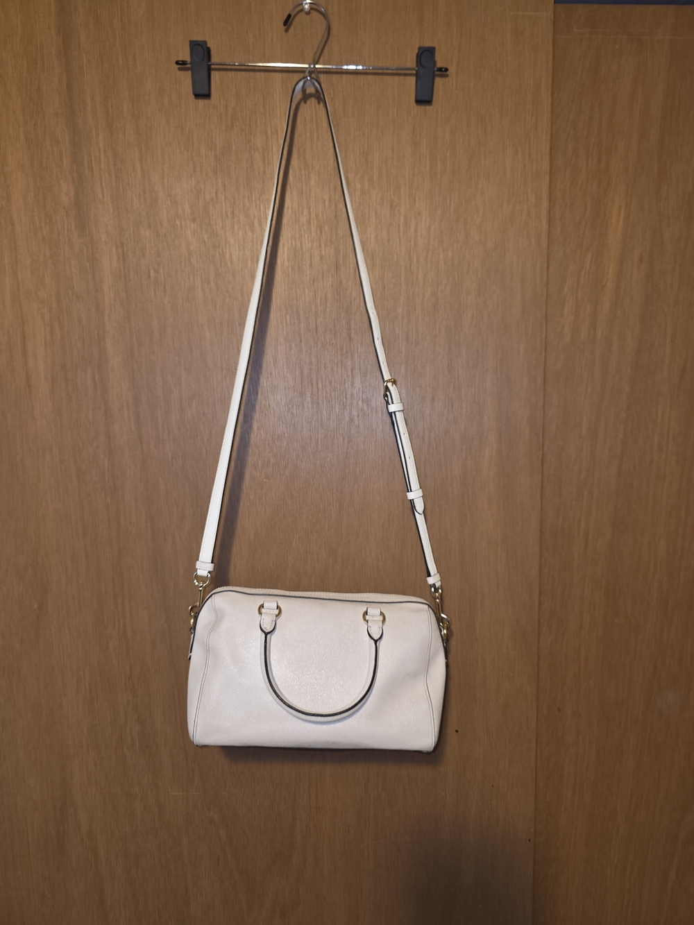 Coach Rowan Satchel F79946 Chalk White Pebbled Leather Crossbody Tote Bag - Picture 8 of 16